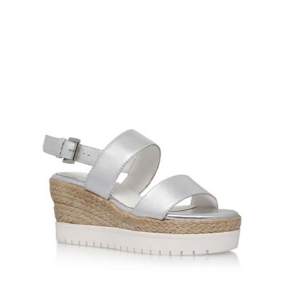 Carvela Silver 'Kup' high heel wedge sandals